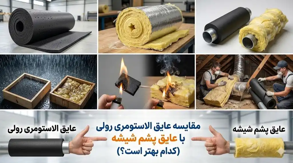 مقایسه عایق الاستومری رولی با عایق پشم شیشه؛ کدام گزینه برای عایق‌کاری بهتر است؟