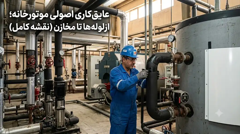عایق‌کاری اصولی موتورخانه؛ از لوله‌ها تا مخازن (نقشه کامل)