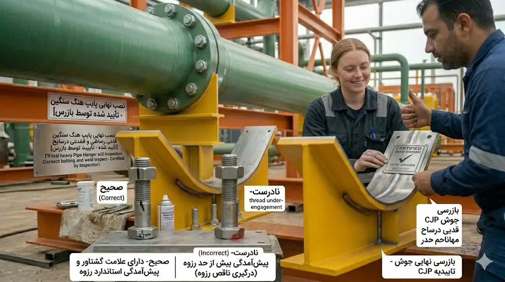 سیستم پایپ هنگ فلزی با اتصالات مقاوم برای تأسیسات و نیروگاه‌ها