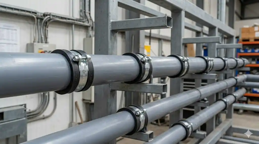 بست فلزی با لایه لاستیکی EPDM برای مهار و محافظت از لوله‌های UPVC