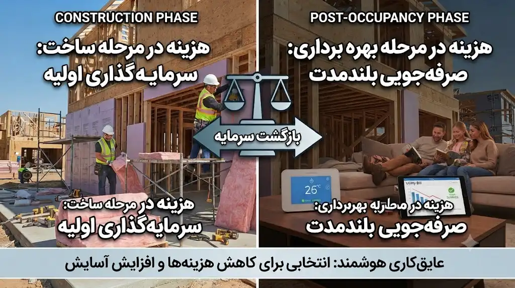 مقایسه هزینه عایق‌کاری در مرحله ساخت با پس از بهره‌برداری (صرفه‌جویی)