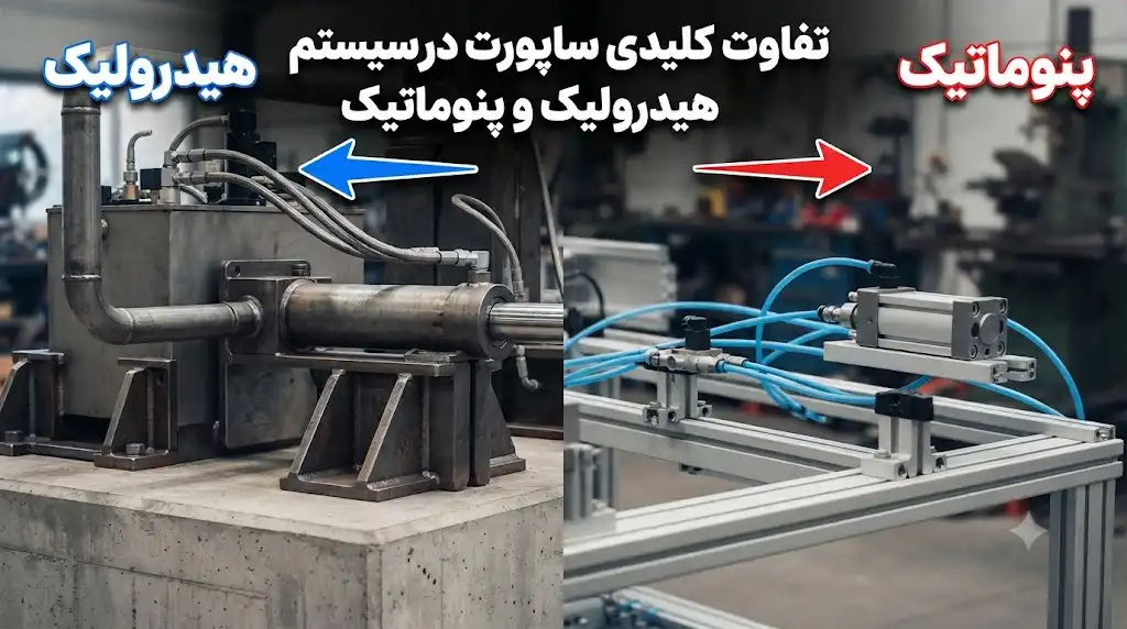 تفاوت استفاده از ساپورت در سیستم هیدرولیک با سیستم پنوماتیک