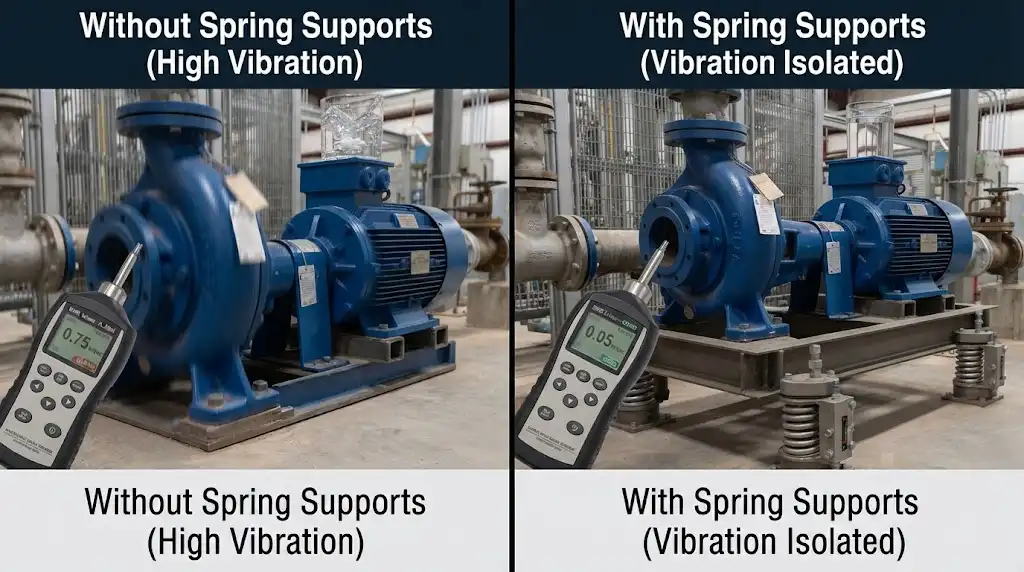 ساپورت فنری ثابت Constant Spring برای کنترل حرکت حرارتی و کاهش بار وارد بر نازل تجهیزات