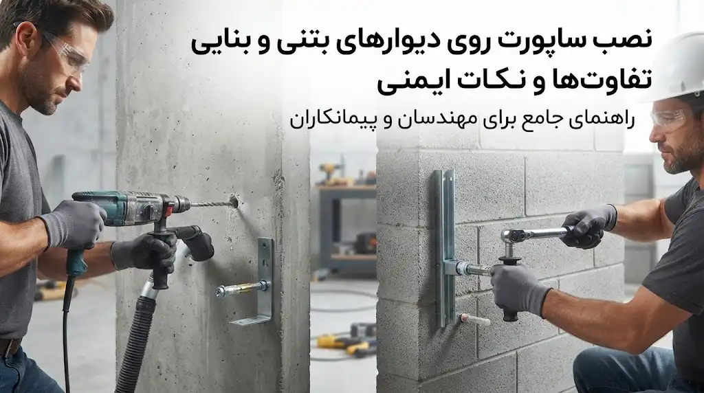 نصب ساپورت روی دیوارهای بتنی و بنایی؛ تفاوت‌ها و نکات ایمنی